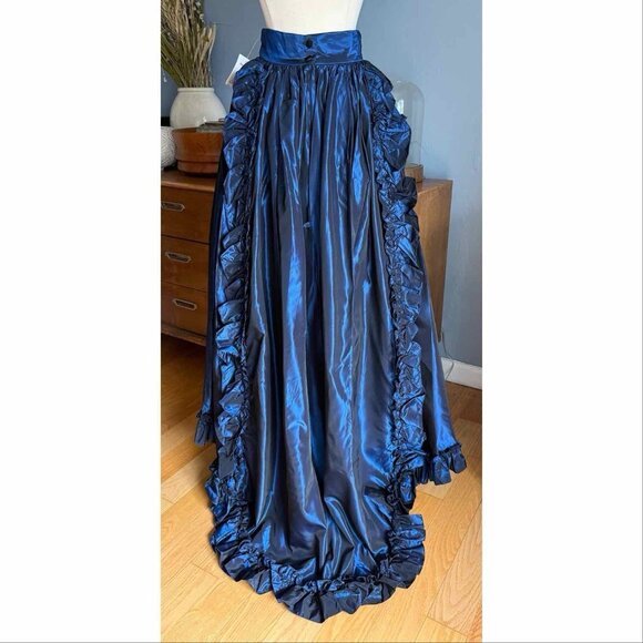 Vtg Jessica McClintock Gunne Sax Blue Taffeta Formal Maxi Skirt - Picture 4 of 11